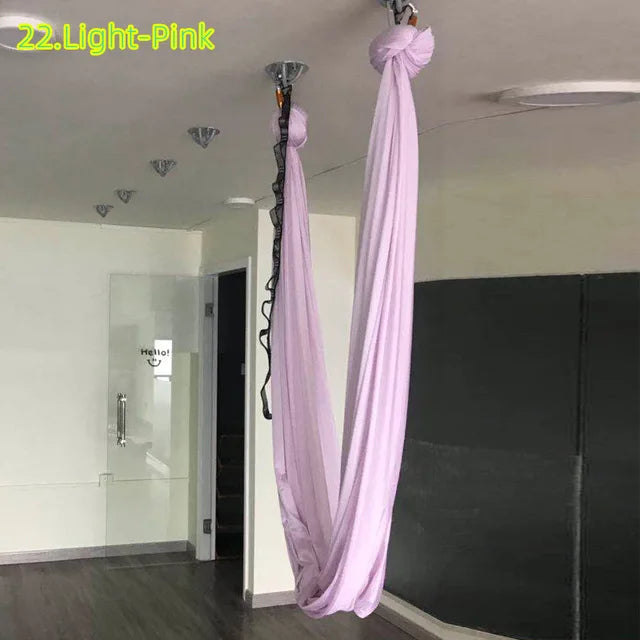 6 Meters Aerial Yoga Hammock Set Home Carabiners Daisy Chain Accessories Medium Elastic Monochrome Sling for Yoga Studio