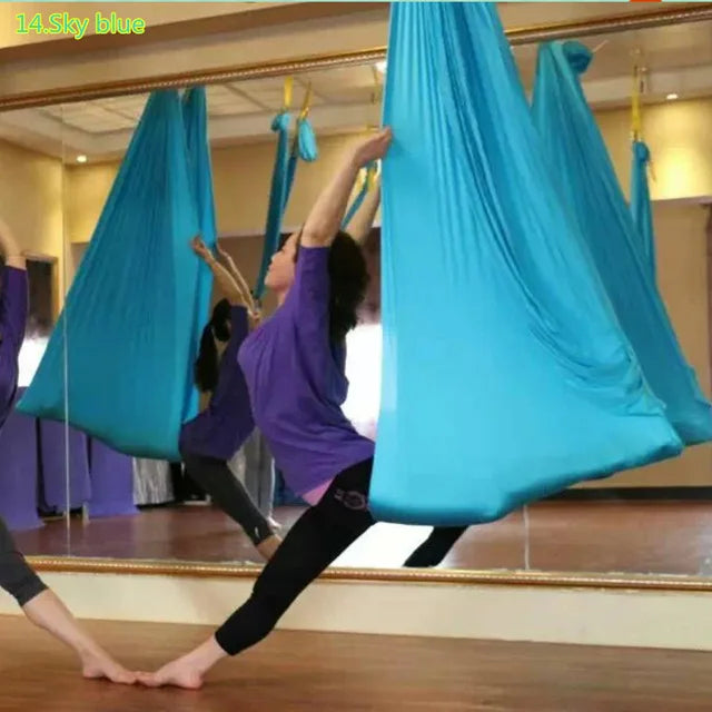 6 Meters Aerial Yoga Hammock Set Home Carabiners Daisy Chain Accessories Medium Elastic Monochrome Sling for Yoga Studio