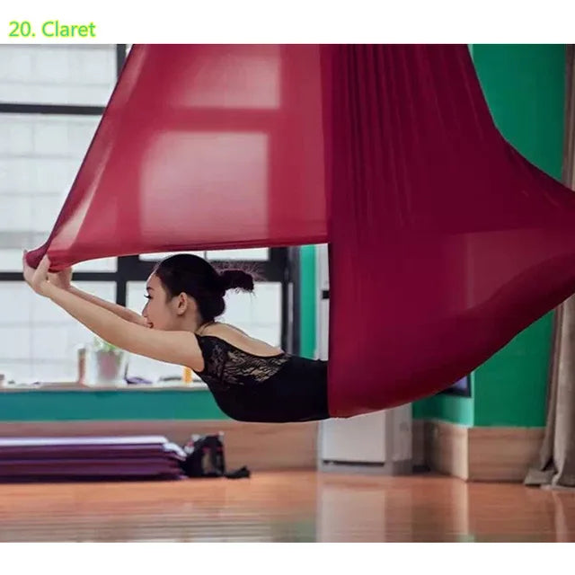 6 Meters Aerial Yoga Hammock Set Home Carabiners Daisy Chain Accessories Medium Elastic Monochrome Sling for Yoga Studio