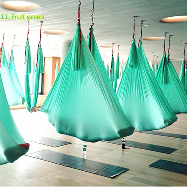 6 Meters Aerial Yoga Hammock Set Home Carabiners Daisy Chain Accessories Medium Elastic Monochrome Sling for Yoga Studio