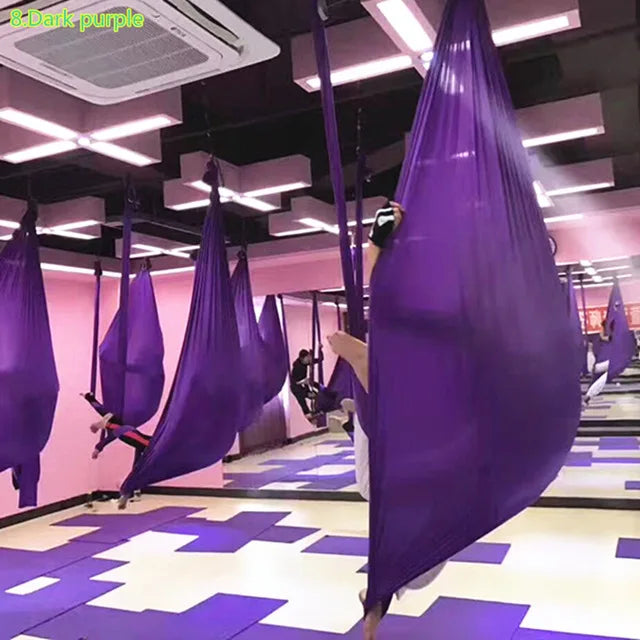 6 Meters Aerial Yoga Hammock Set Home Carabiners Daisy Chain Accessories Medium Elastic Monochrome Sling for Yoga Studio