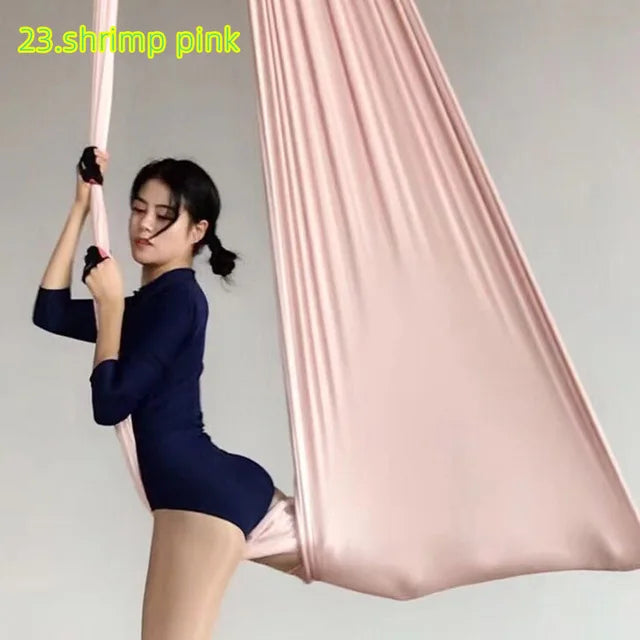 6 Meters Aerial Yoga Hammock Set Home Carabiners Daisy Chain Accessories Medium Elastic Monochrome Sling for Yoga Studio