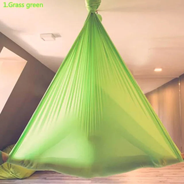 6 Meters Aerial Yoga Hammock Set Home Carabiners Daisy Chain Accessories Medium Elastic Monochrome Sling for Yoga Studio