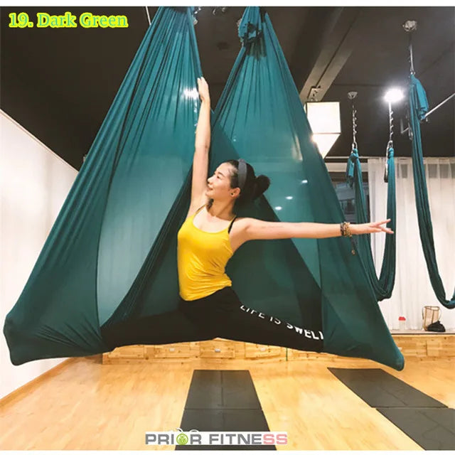 6 Meters Aerial Yoga Hammock Set Home Carabiners Daisy Chain Accessories Medium Elastic Monochrome Sling for Yoga Studio