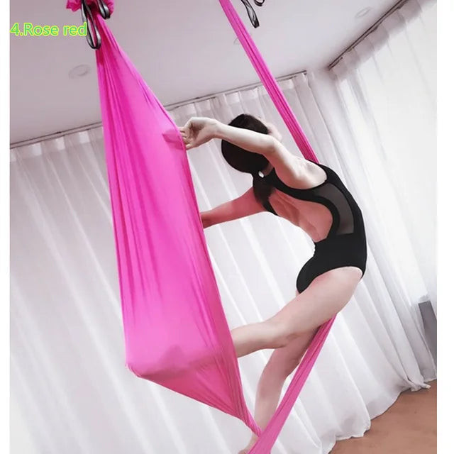 6 Meters Aerial Yoga Hammock Set Home Carabiners Daisy Chain Accessories Medium Elastic Monochrome Sling for Yoga Studio