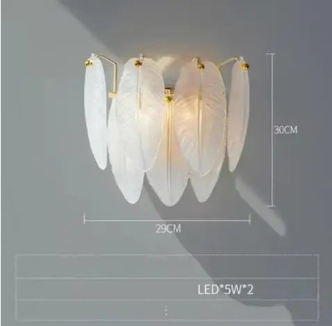 Modern Luxury Villa Led Chandelier Feather Glass Gold Metal For Living Room Bedroom Pendant Lights Home Decor Lighting Fixture