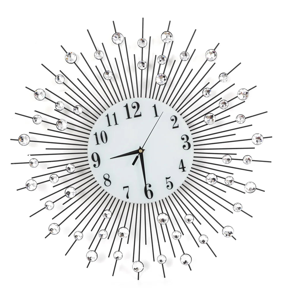 Vintage Metal Sunburst Round Wall Clock Large Morden Luxury Wall Clocks Design Home Art Decor Ornaments