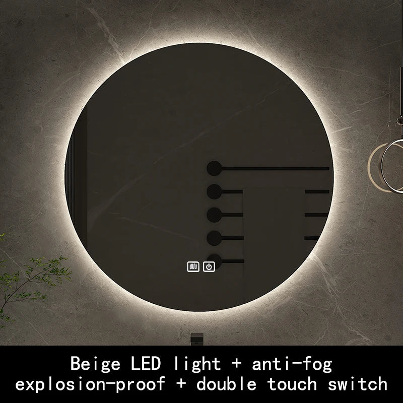 50cm Round Intelligent Human Body Sensing Led Bathroom Mirror With Bluetooth Speaker Hotel Decoration Mirror 3 Color Adjustable