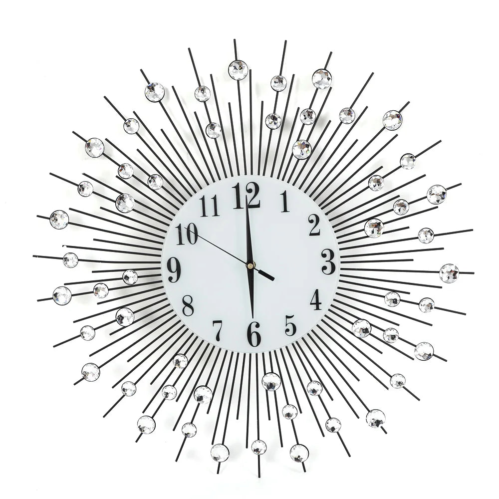 Vintage Metal Sunburst Round Wall Clock Large Morden Luxury Wall Clocks Design Home Art Decor Ornaments