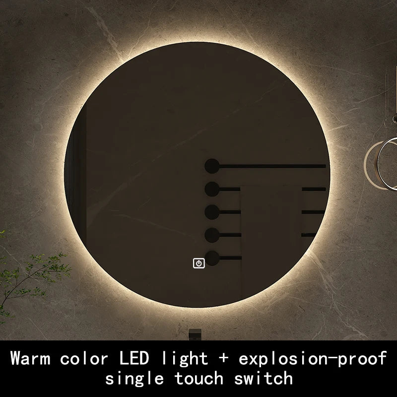50cm Round Intelligent Human Body Sensing Led Bathroom Mirror With Bluetooth Speaker Hotel Decoration Mirror 3 Color Adjustable