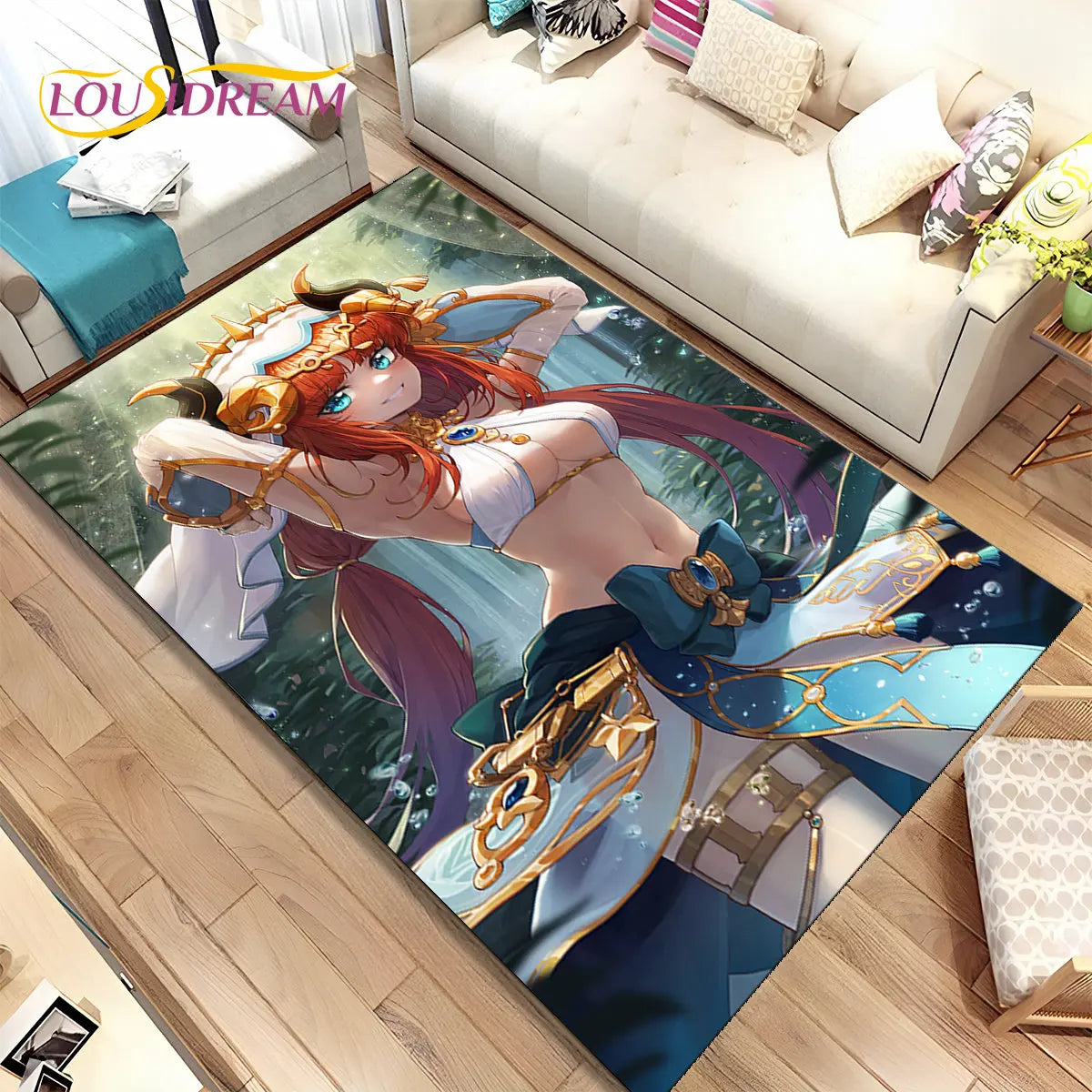 Genshin Impact Cartoon Game Area Rug,Carpet Rug for Home Living Room Bedroom Sofa Doormat Kitchen Decor,kids Non-slip Floor Mat