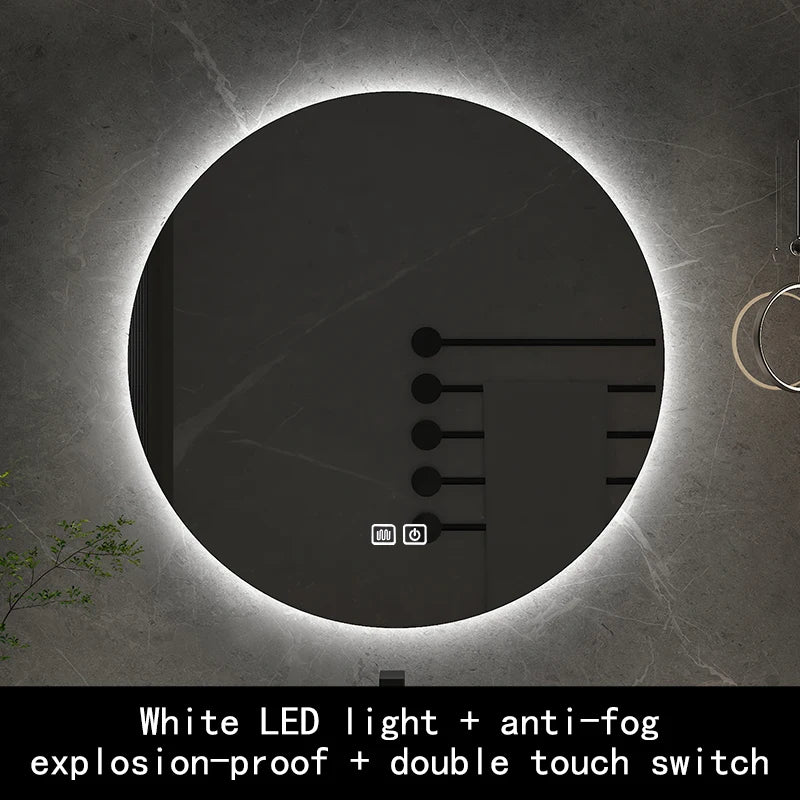 50cm Round Intelligent Human Body Sensing Led Bathroom Mirror With Bluetooth Speaker Hotel Decoration Mirror 3 Color Adjustable