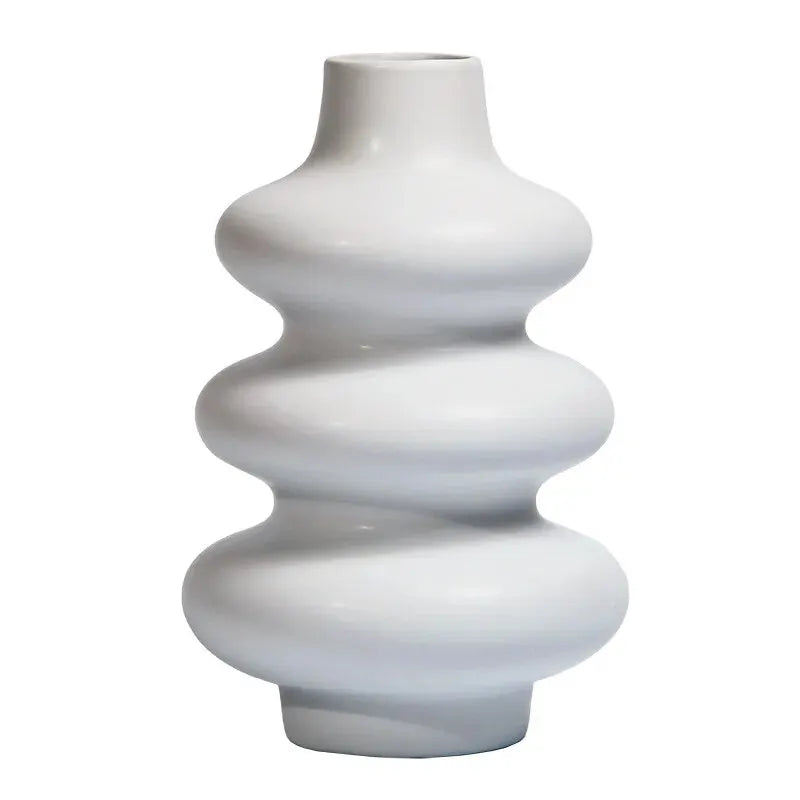 CuteLife Nordic White Geometric Ceramic Flower Vase Decoration Home Office Livingroom Plant Wedding Arrangement Table