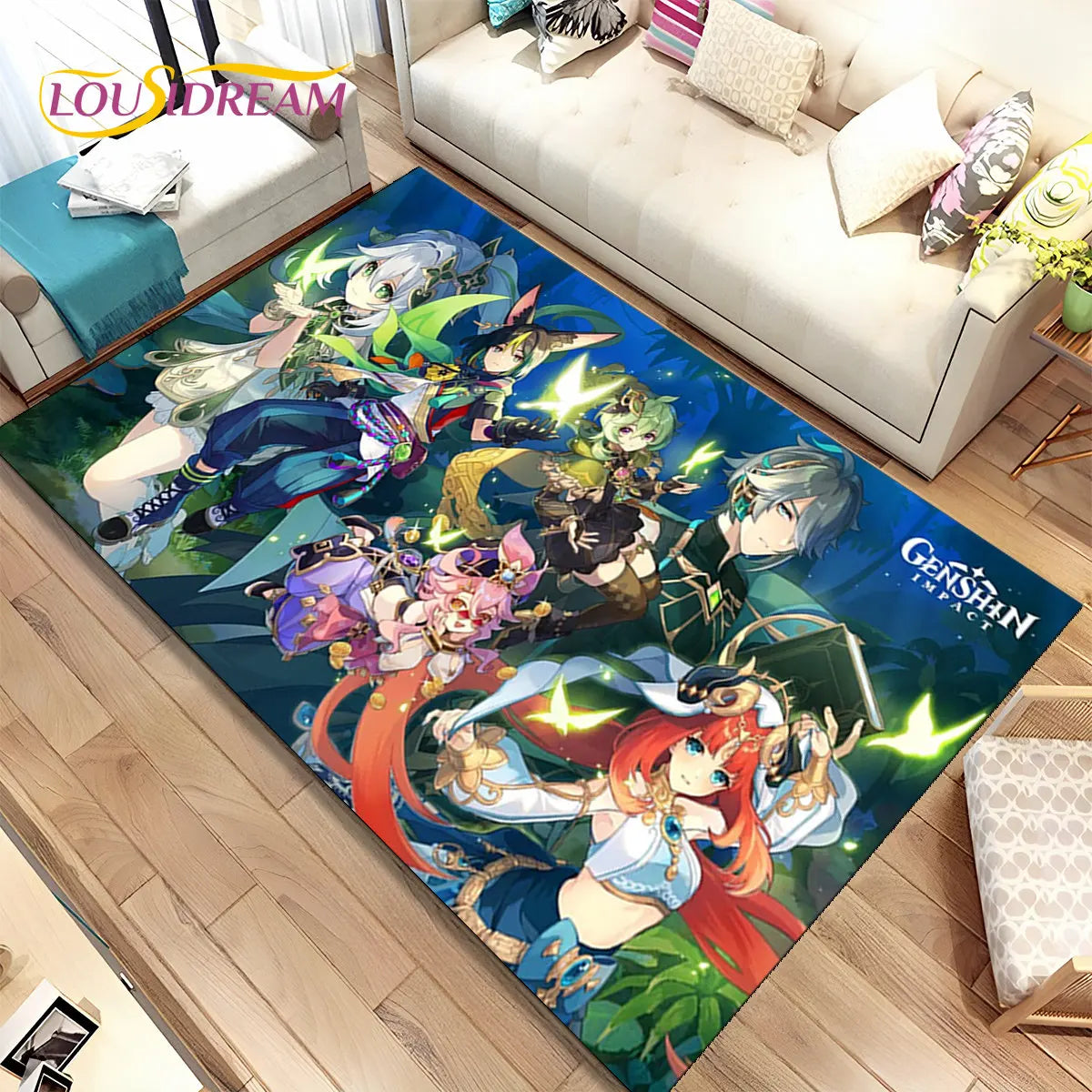 Genshin Impact Cartoon Game Area Rug,Carpet Rug for Home Living Room Bedroom Sofa Doormat Kitchen Decor,kids Non-slip Floor Mat
