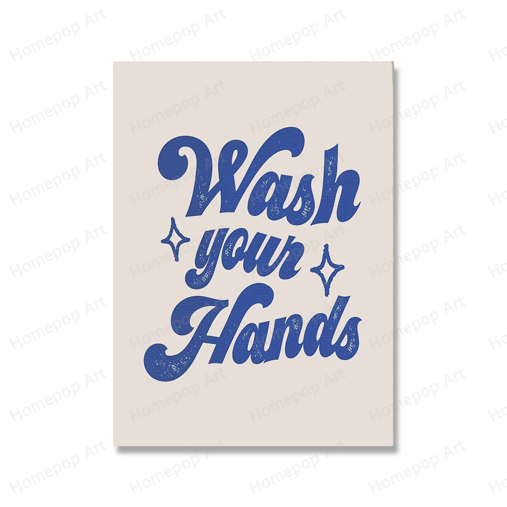 Funny Cute Cat Toilet Black Cat Wash Your Paws Poster Print Canvas Painting Quote Wall Art Pictures for Bathroom Home Room Decor