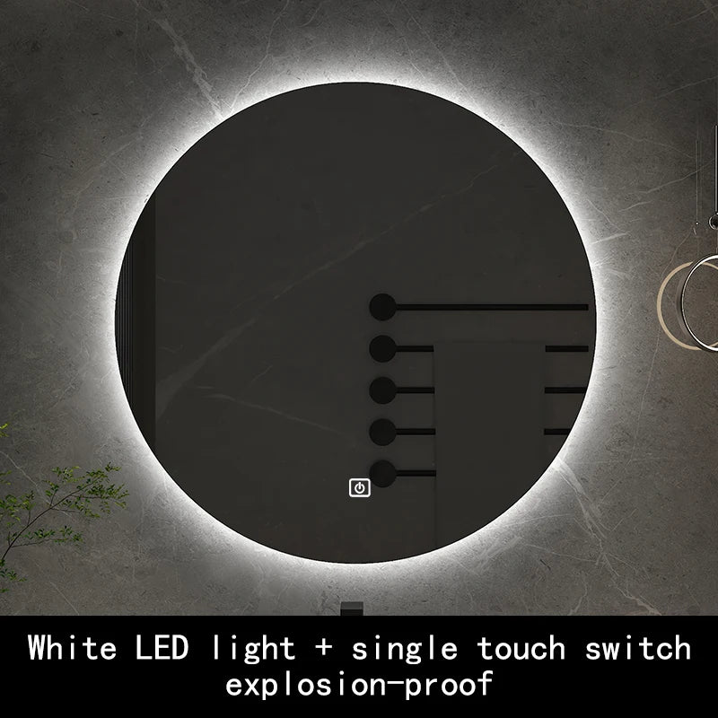 50cm Round Intelligent Human Body Sensing Led Bathroom Mirror With Bluetooth Speaker Hotel Decoration Mirror 3 Color Adjustable