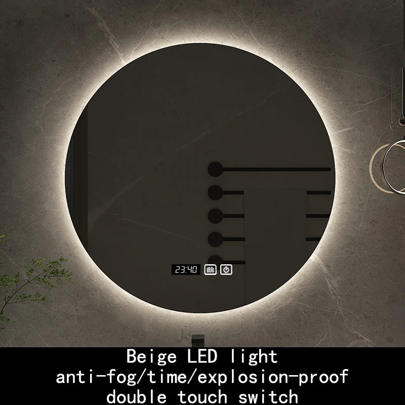 50cm Round Intelligent Human Body Sensing Led Bathroom Mirror With Bluetooth Speaker Hotel Decoration Mirror 3 Color Adjustable