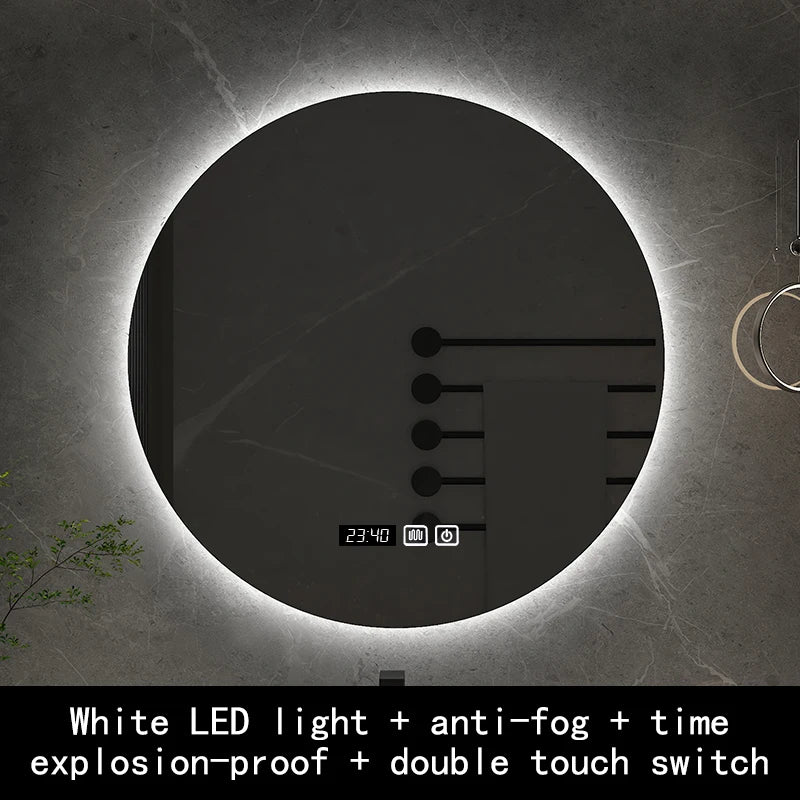50cm Round Intelligent Human Body Sensing Led Bathroom Mirror With Bluetooth Speaker Hotel Decoration Mirror 3 Color Adjustable