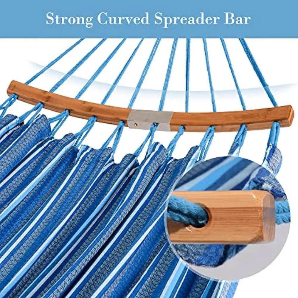 SUNCREAT Hammocks Double Hammock with Curved Spreader Bar, Outdoor Portable Hammock with Carrying Bag & Tree Straps