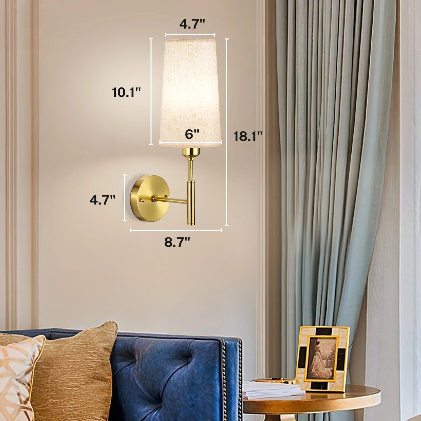 Linen Battery Operated Wall Sconce Set of 2 Rechargeable Wall Sconce with Remote Dimmable Wireless Wall Sconces No Wiring