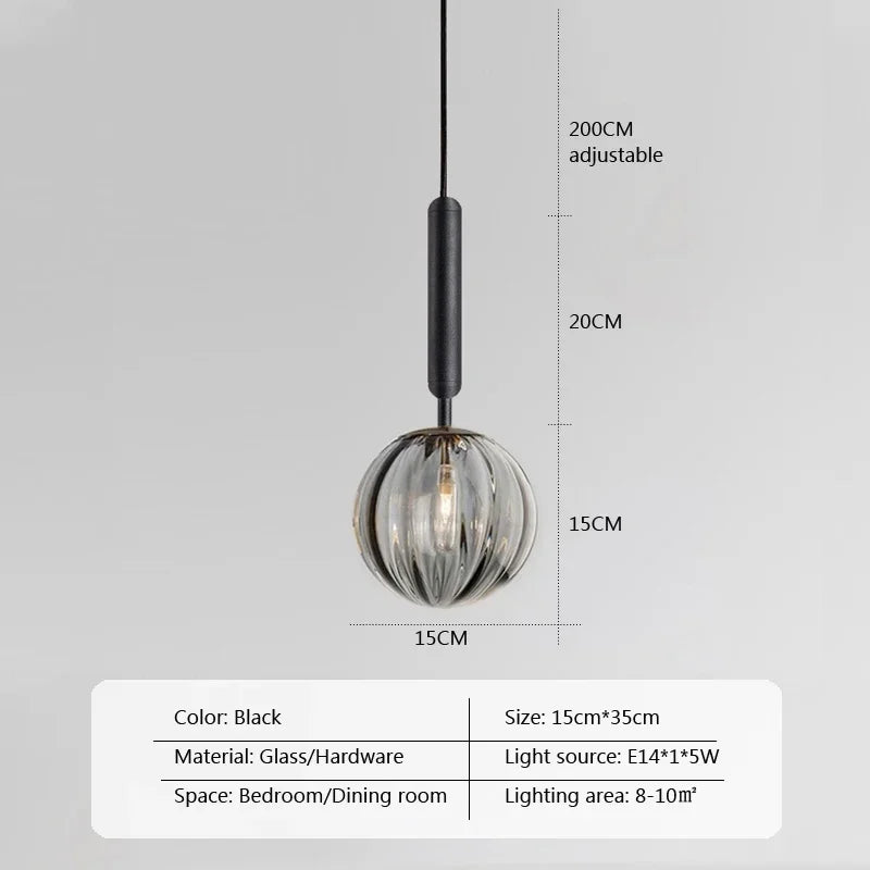 Modern LED Glass Ball Pendant Lamp Fixtures Gold Bedside Kitchen Hanging Lights Luminaire Dining Room Lighting Indoor Decoration