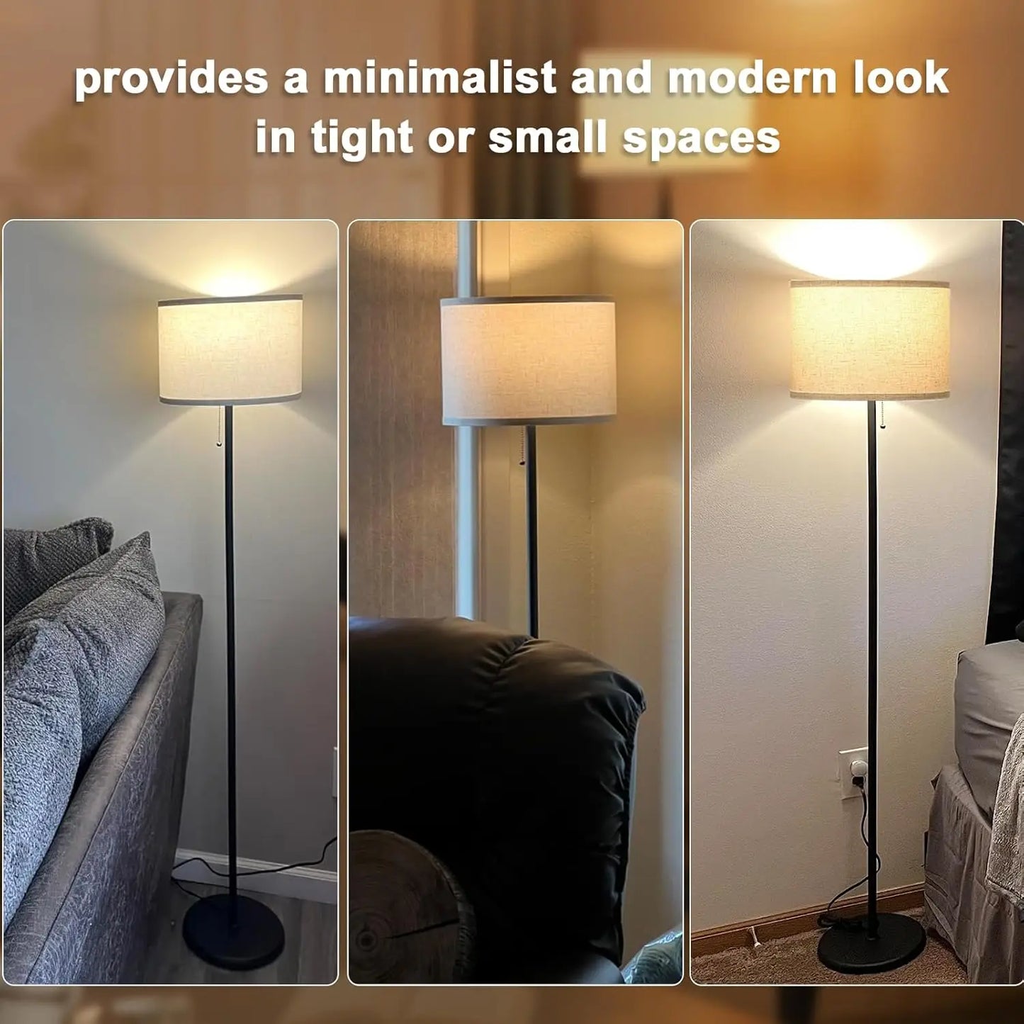 Ambimall Floor Lamps For Living Room With 3 Color Temperatures Bulb & Pull Chain Switch, 60"" Modern Standing Floor Lamp For