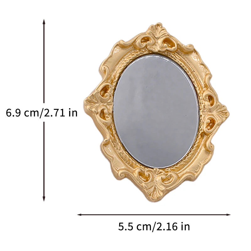 Vintage Mini Mirror Brooches for Women Abstract Baroque Painting Gold Color and Silver Color Metal Pins for Backpacks Gifts