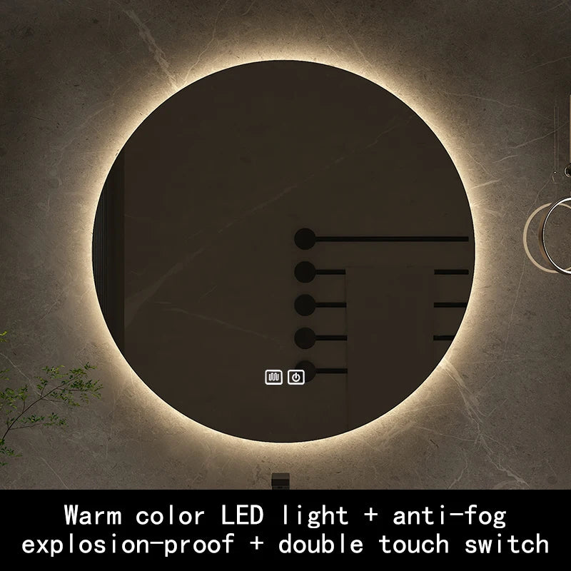 50cm Round Intelligent Human Body Sensing Led Bathroom Mirror With Bluetooth Speaker Hotel Decoration Mirror 3 Color Adjustable