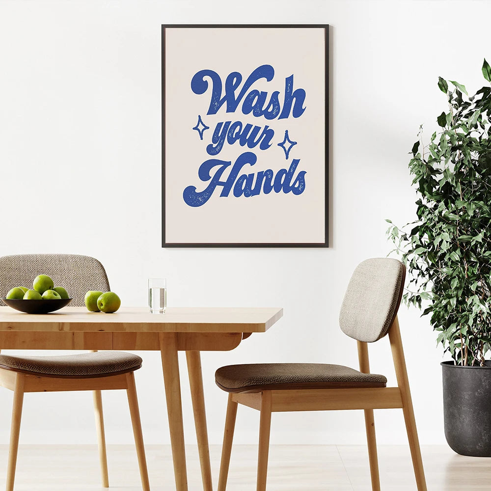 Funny Cute Cat Toilet Black Cat Wash Your Paws Poster Print Canvas Painting Quote Wall Art Pictures for Bathroom Home Room Decor