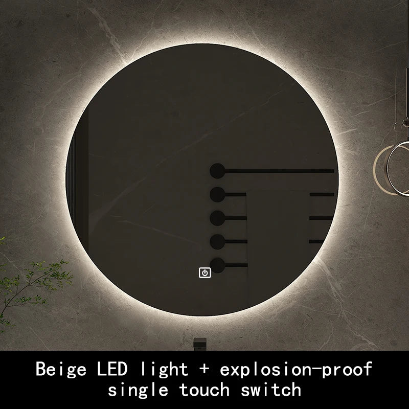50cm Round Intelligent Human Body Sensing Led Bathroom Mirror With Bluetooth Speaker Hotel Decoration Mirror 3 Color Adjustable
