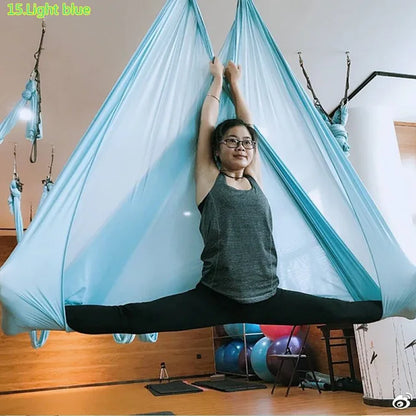 6 Meters Aerial Yoga Hammock Set Home Carabiners Daisy Chain Accessories Medium Elastic Monochrome Sling for Yoga Studio