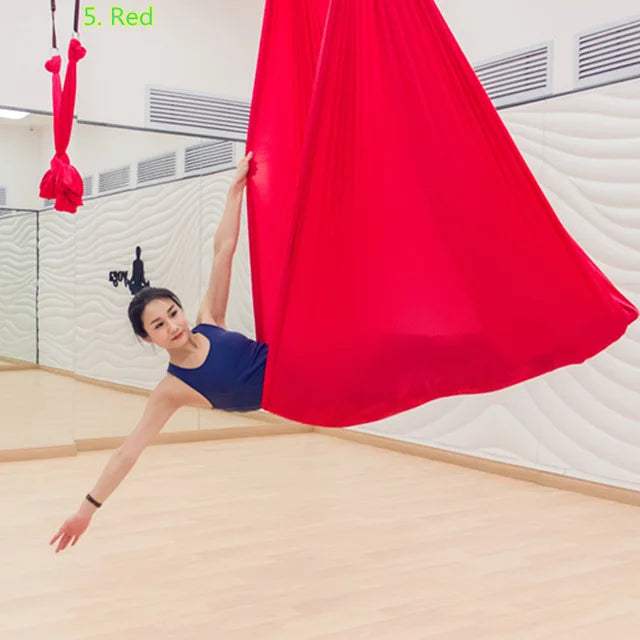 6 Meters Aerial Yoga Hammock Set Home Carabiners Daisy Chain Accessories Medium Elastic Monochrome Sling for Yoga Studio