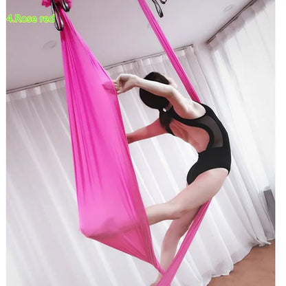 6 Meters Aerial Yoga Hammock Set Home Carabiners Daisy Chain Accessories Medium Elastic Monochrome Sling for Yoga Studio
