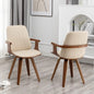 Dining Chairs, Mid Century Modern Dining Room Chairs, Upholstered Faux Leather Kitchen Chairs with Wooden Arms and Legs