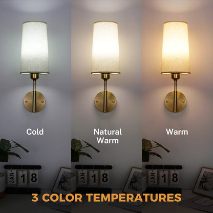 Linen Battery Operated Wall Sconce Set of 2 Rechargeable Wall Sconce with Remote Dimmable Wireless Wall Sconces No Wiring