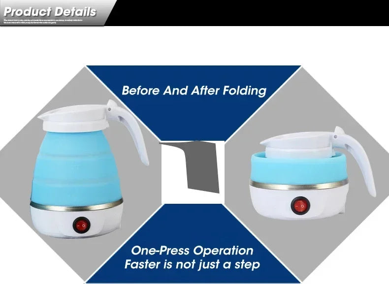 Electric Kettle Mini Foldable Water Heater 600ml Home Hot Water Kettle Portable Kitchen Kettle 220V Travel Home Electric Kettle