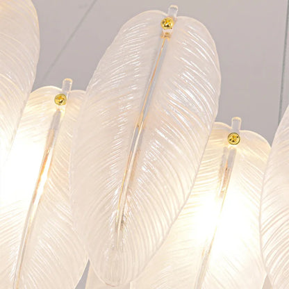 Modern Luxury Villa Led Chandelier Feather Glass Gold Metal For Living Room Bedroom Pendant Lights Home Decor Lighting Fixture