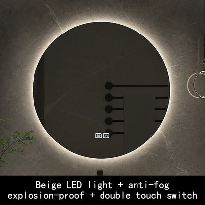 50cm Round Intelligent Human Body Sensing Led Bathroom Mirror With Bluetooth Speaker Hotel Decoration Mirror 3 Color Adjustable