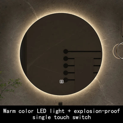 50cm Round Intelligent Human Body Sensing Led Bathroom Mirror With Bluetooth Speaker Hotel Decoration Mirror 3 Color Adjustable
