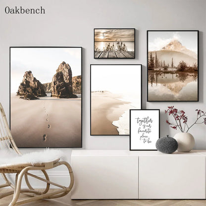 Mountain Sea Landscape Art Canvas Painting Hay Dandelion Print Beach Wall Art Posters Nordic Wall Pictures For Home Decoration