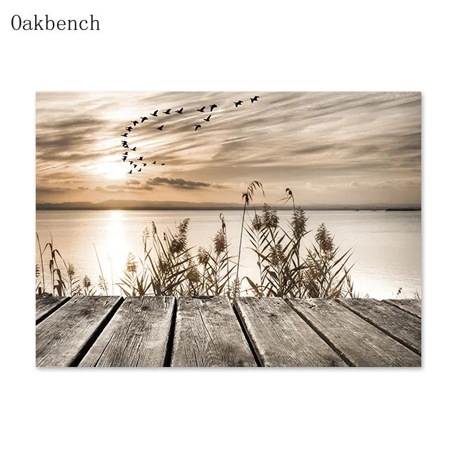 Mountain Sea Landscape Art Canvas Painting Hay Dandelion Print Beach Wall Art Posters Nordic Wall Pictures For Home Decoration