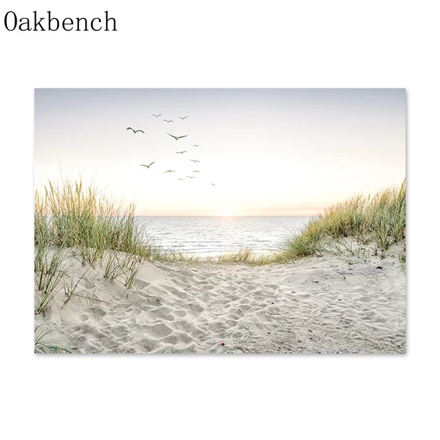 Mountain Sea Landscape Art Canvas Painting Hay Dandelion Print Beach Wall Art Posters Nordic Wall Pictures For Home Decoration