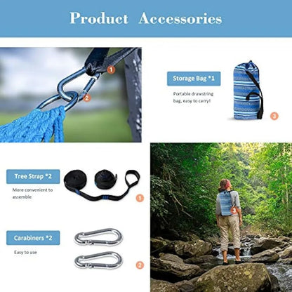 SUNCREAT Hammocks Double Hammock with Curved Spreader Bar, Outdoor Portable Hammock with Carrying Bag & Tree Straps