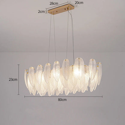 Modern Luxury Villa Led Chandelier Feather Glass Gold Metal For Living Room Bedroom Pendant Lights Home Decor Lighting Fixture
