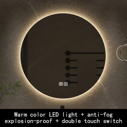 50cm Round Intelligent Human Body Sensing Led Bathroom Mirror With Bluetooth Speaker Hotel Decoration Mirror 3 Color Adjustable