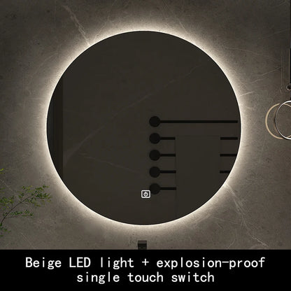 50cm Round Intelligent Human Body Sensing Led Bathroom Mirror With Bluetooth Speaker Hotel Decoration Mirror 3 Color Adjustable